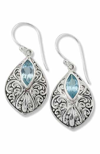 SAMUEL B. Sterling Silver Blue Topaz Drop Earrings
