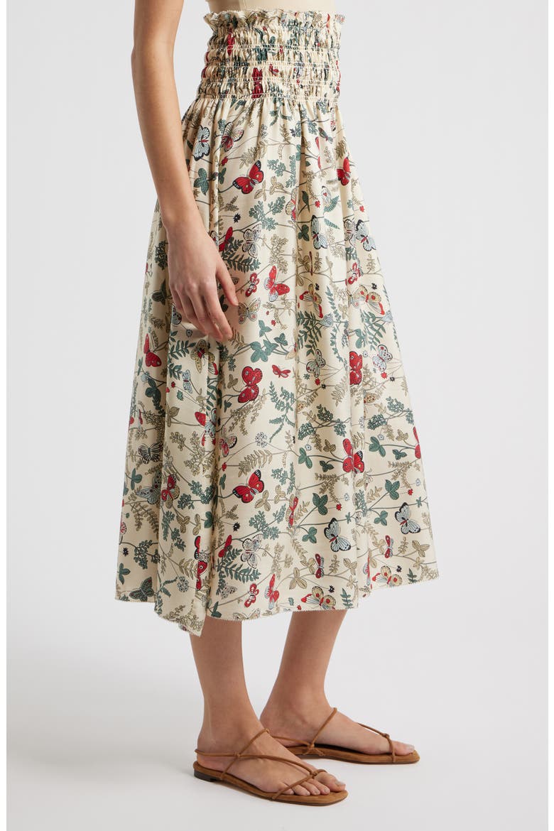 The Canary Floral A-Line Silk Midi Skirt, Alternate, color, FLOATING BUTTERFLY