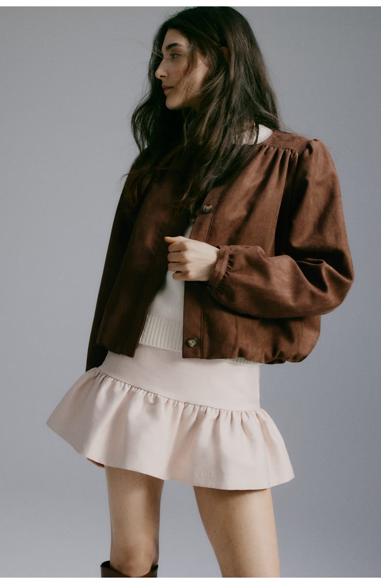 H&M Oversized Twill Jacket, Alternate, color, Brown