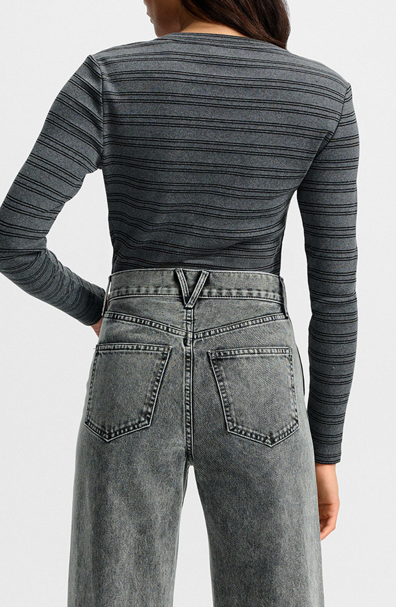 Dilia Metallic Stripe Stretch Cotton Blend Top - image 2
