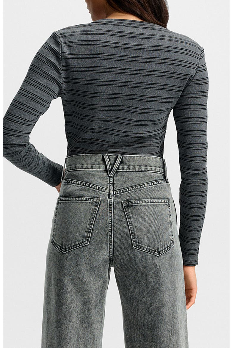 Dilia Metallic Stripe Stretch Cotton Blend Top, Alternate, color, HEATHER GREY BLACK LUREX