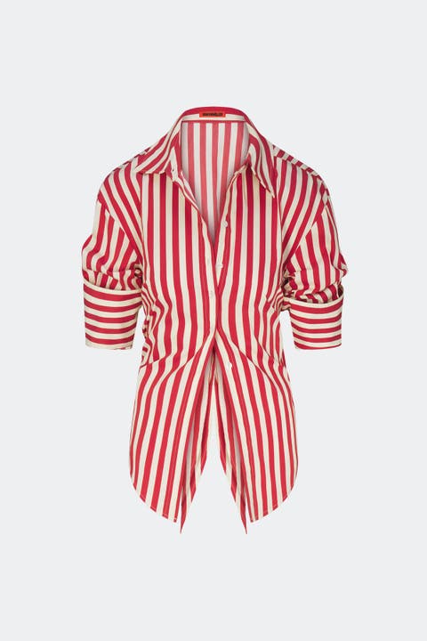 Loch Poplin Tie Back Button Up Shirt