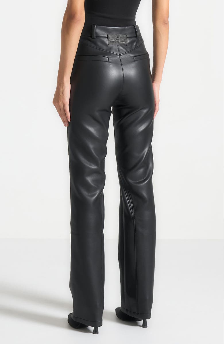 Manière De Voir Leather Biker Trousers, Alternate, color, Black