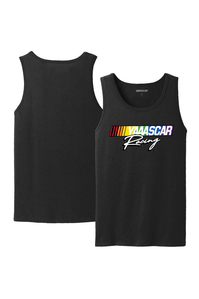 Men's Checkered Flag Sports White NASCAR Racing Tank Top, Alternate, color, Black