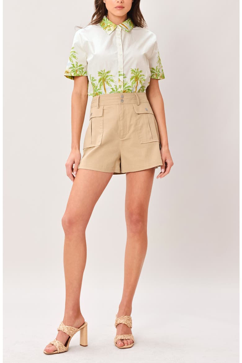 Printed Cotton Short Sleeve Shirt, Alternate, color, OFF WHITE GREEN