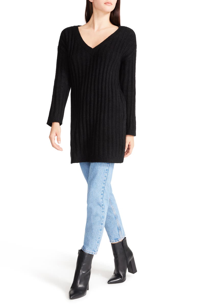 BB Dakota by Steve Madden Big Deal V-Neck Rib Sweater Dress, Alternate, color,