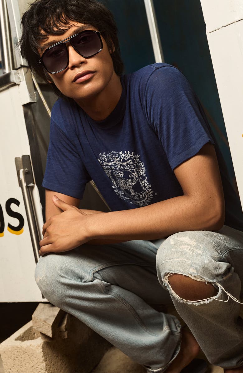 QUAY Studio Sesh 60mm Gradient Aviator Sunglasses, Alternate, color, Black/ Smoke