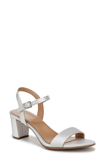 Naturalizer Bristol Ankle Strap Sandals In Pearl White Satin