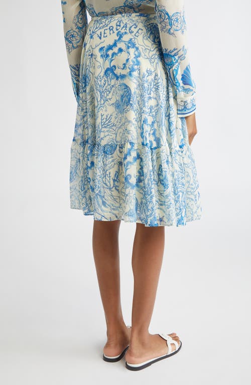 Versace Underwater Barocco Foulard Bicolor Crinkle Skirt