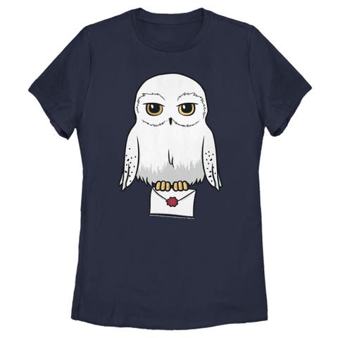 Women's Harry Potter Cartoon Hedwig Letter  Graphic T-Shirt