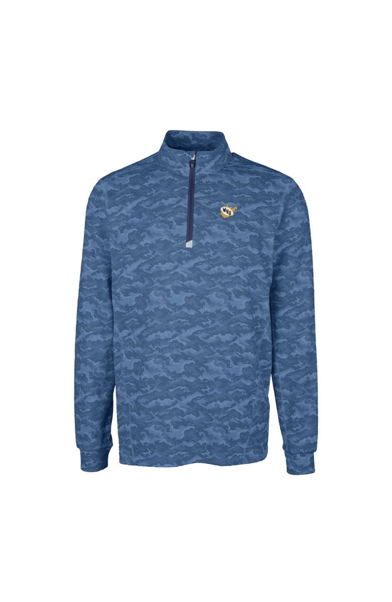 Cutter & Buck Men's Cutter & Buck Navy West Virginia Mountaineers Vault Traverse Camo Print Stretch Quarter-Zip Pullover Top, Alternate, color, 