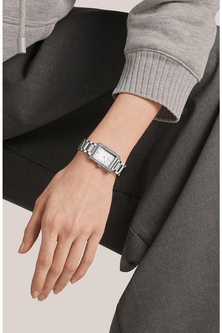 Hampton 10631 Automatic Bracelet Watch, 35mm, Alternate, color, WHITE