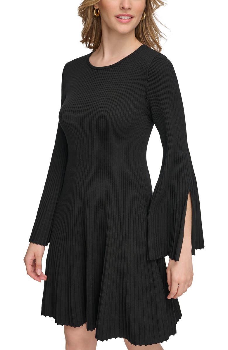 Calvin Klein Ribbed Bell Sleeve Sweater Dress, Alternate, color, 