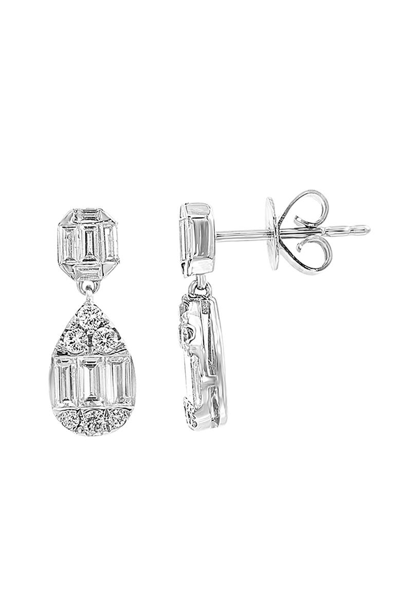 Vintage-Inspired Diamond Drop Earrings in 14K White Gold, Main, color, 14K White Gold