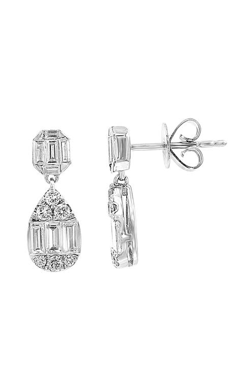 Vintage-Inspired Diamond Drop Earrings in 14K White Gold