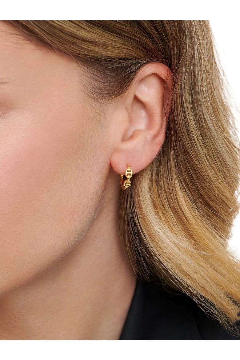 Mariner Anchor Hoop Earrings in Gold Plated Sterling Silver, Alternate, color, Yellow Gold
