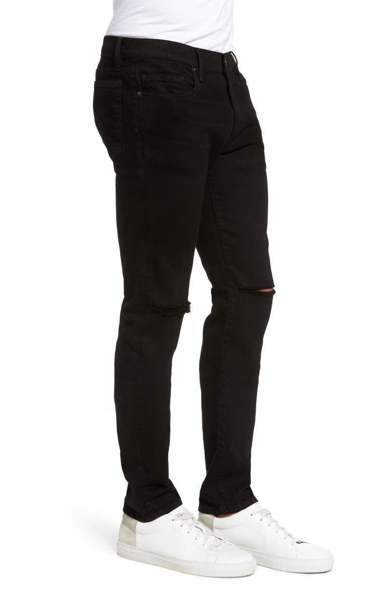 L'Homme Skinny Fit Jeans, Alternate, color, NOIR SLITS