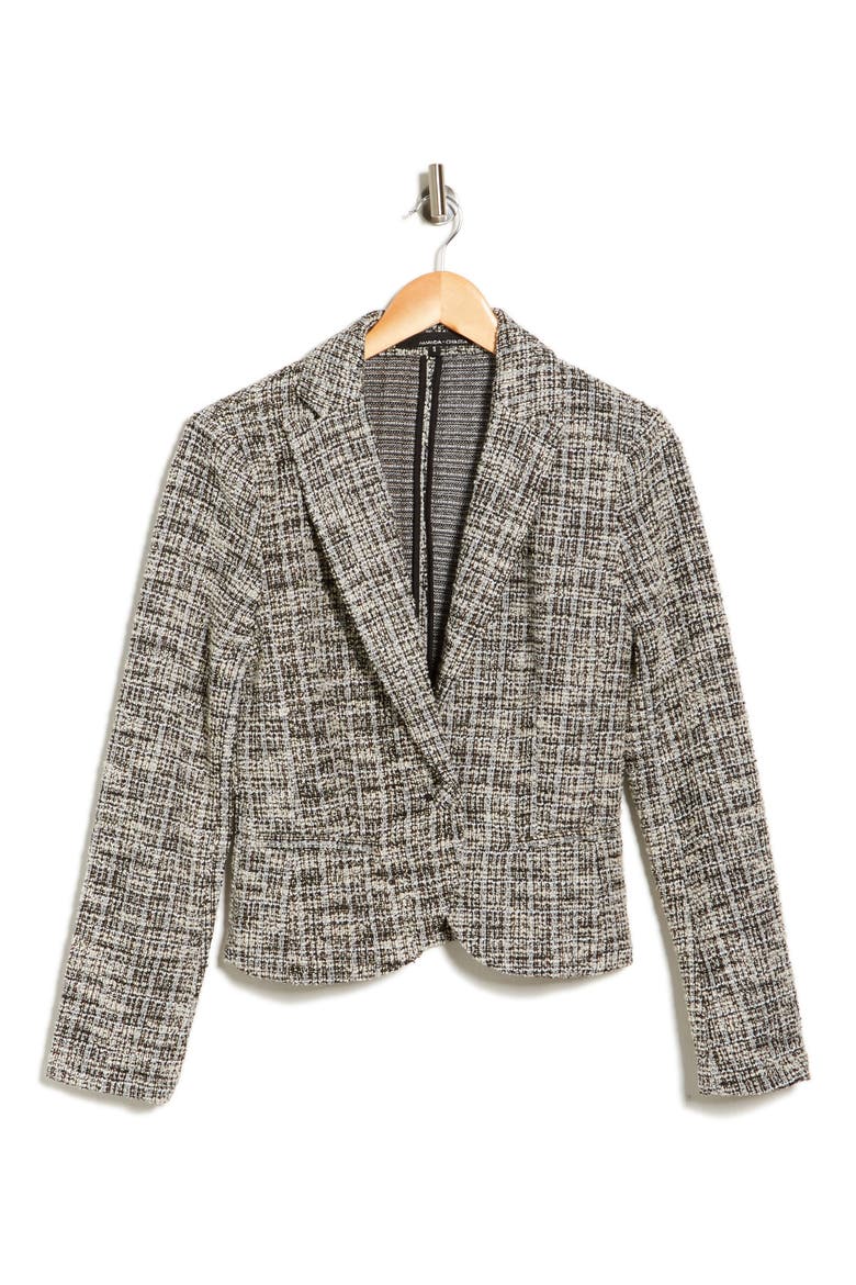 Bouclé Knit One Button Blazer, Alternate, color, BLACK MULTI