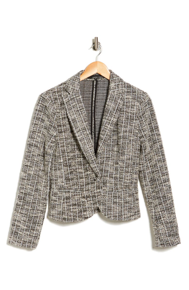 Amanda & Chelsea Bouclé Knit One Button Blazer, Alternate, color, Black Multi