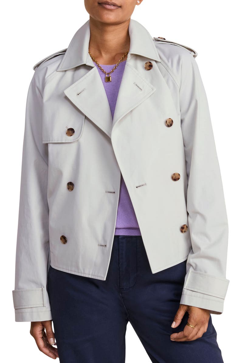 vineyard vines Crop Trench Coat, Main, color, Stone