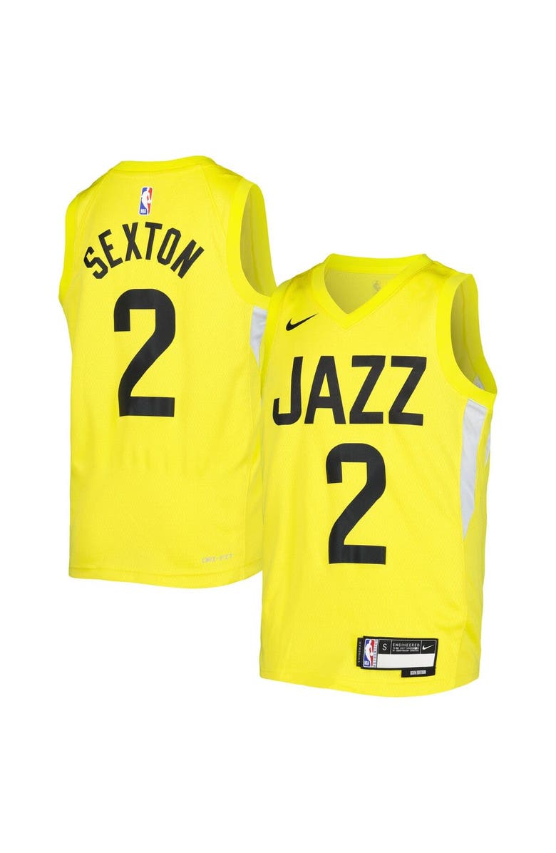 Nike Youth Nike Collin Sexton Yellow Utah Jazz Swingman Jersey - Icon Edition, Main, color, 