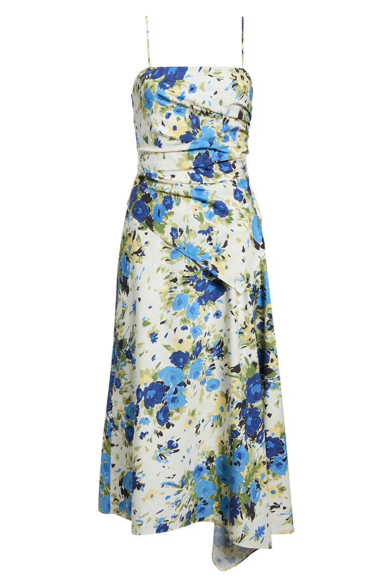 Peyton Ruched Floral Print Sleeveless Maxi Dress, Alternate, color, BUTTER/ CAPRI MULTI