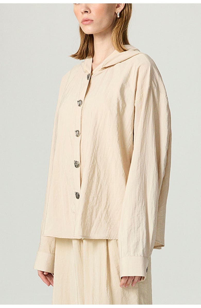 Nocturne Hooded Shirt with Snap Button Details, Alternate, color, Ivory