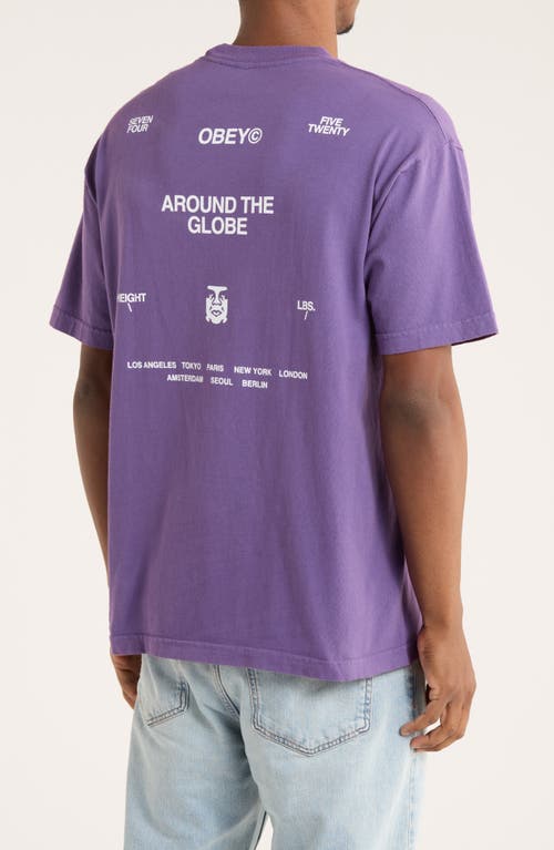 Obey Around The Globe Graphic T-shirt In Purple