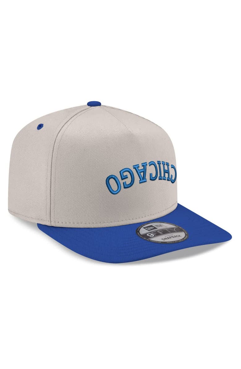 New Era Men's New Era  Cream/Royal Chicago Cubs Upside Down City Name A-Frame 9FIFTY Snapback Hat, Alternate, color, Cream