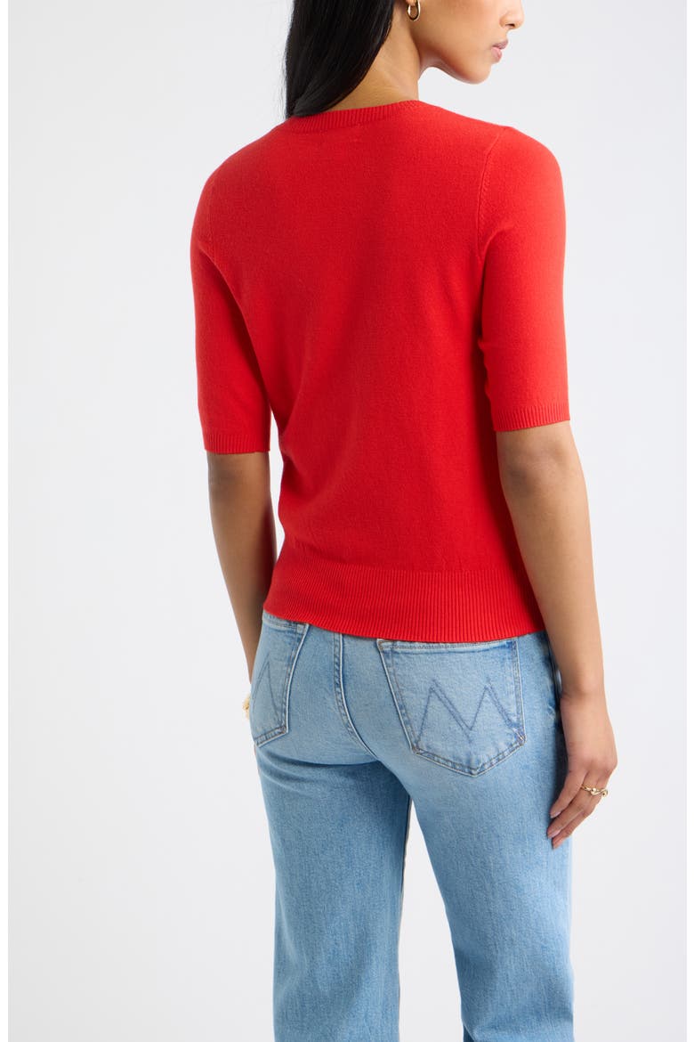 Elbow Sleeve Crewneck Sweater, Alternate, color, RED RUSH