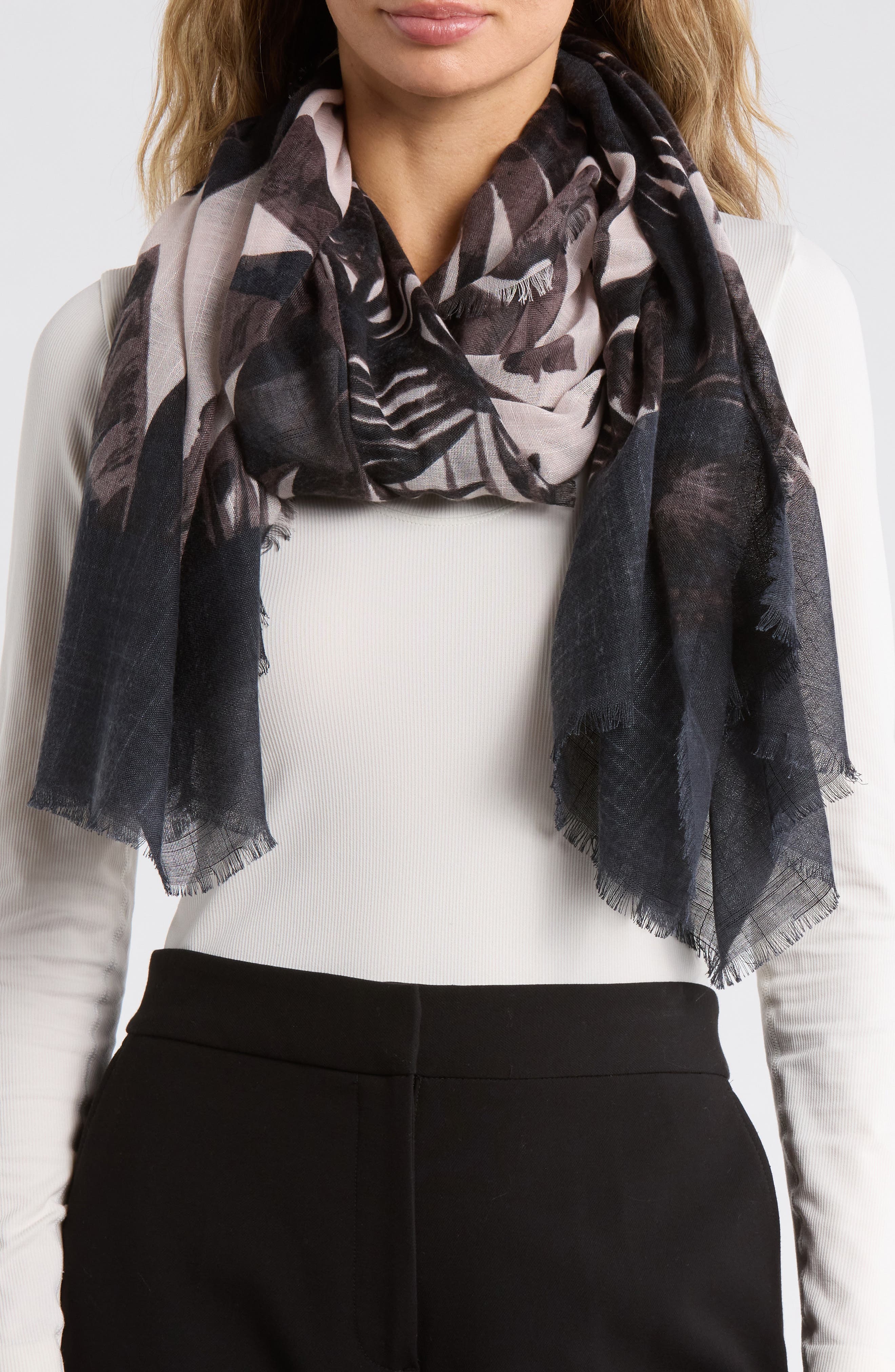 Vince Camuto Palm Print Wrap Scarf