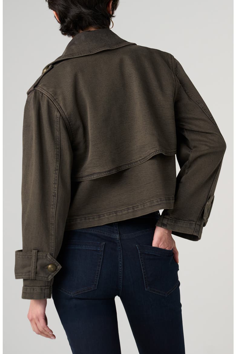 Cropped Denim Trench Coat, Alternate, color, MOSSWOOD