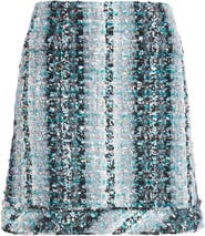 ST. JOHN Foiled Eyelash Tweed Miniskirt