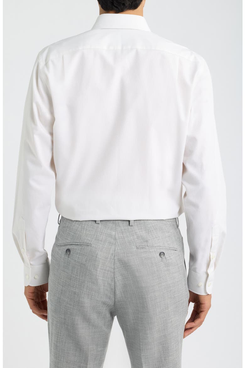 Trim Fit Pinstripe Premium Non-Iron Cotton Dress Shirt, Alternate, color, IVORY EMILIO DOBBY