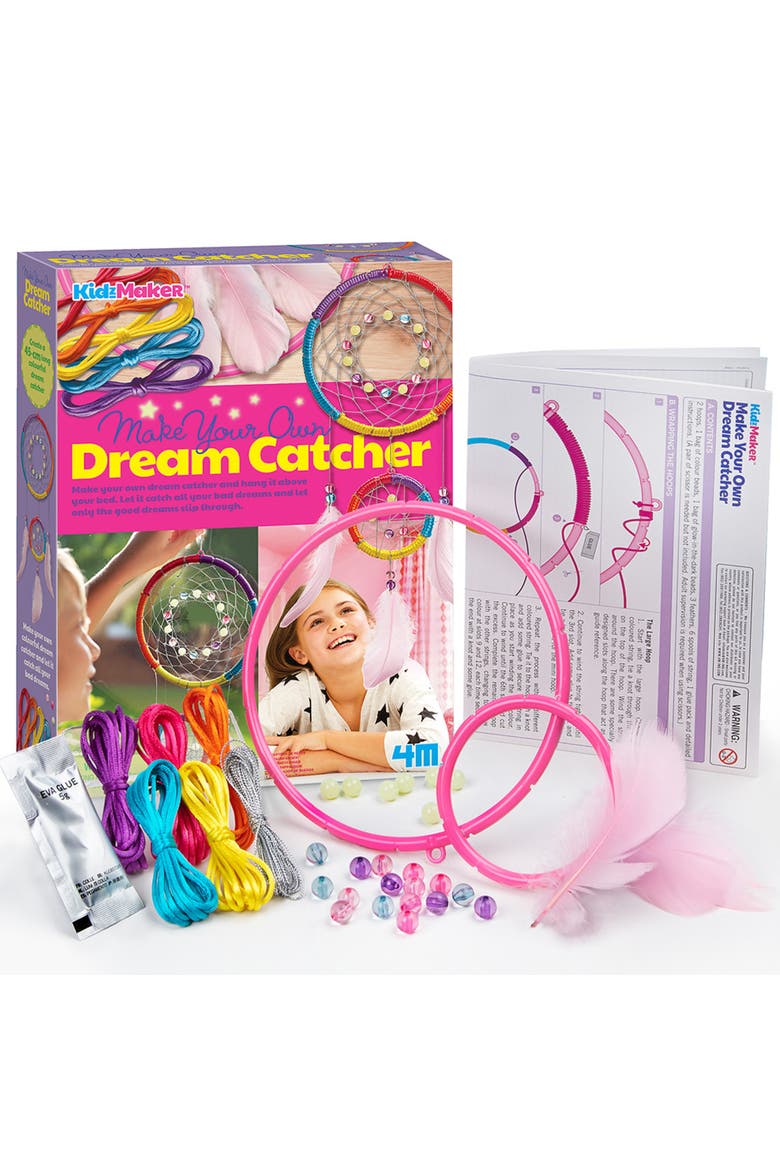 KidzMaker Make Your Own Dream Catcher Craft Kit, Alternate, color, Multicolored