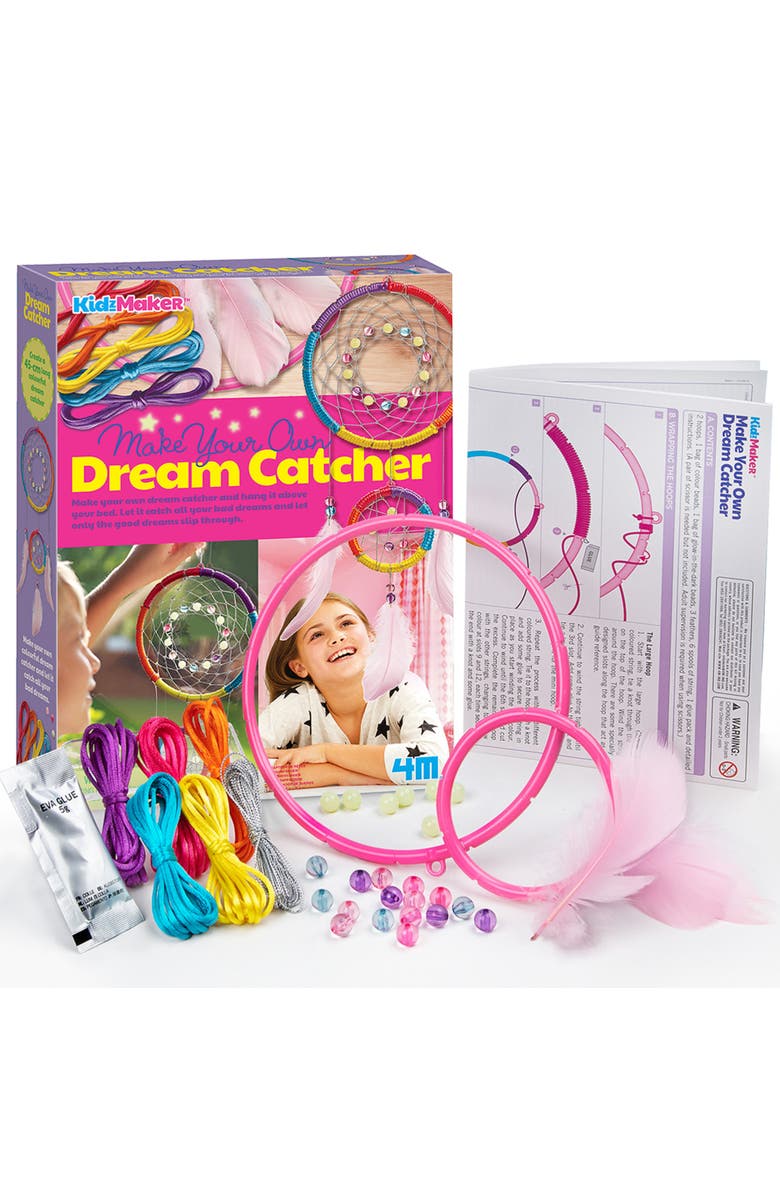 4M KidzMaker Make Your Own Dream Catcher Craft Kit, Alternate, color, Multicolored