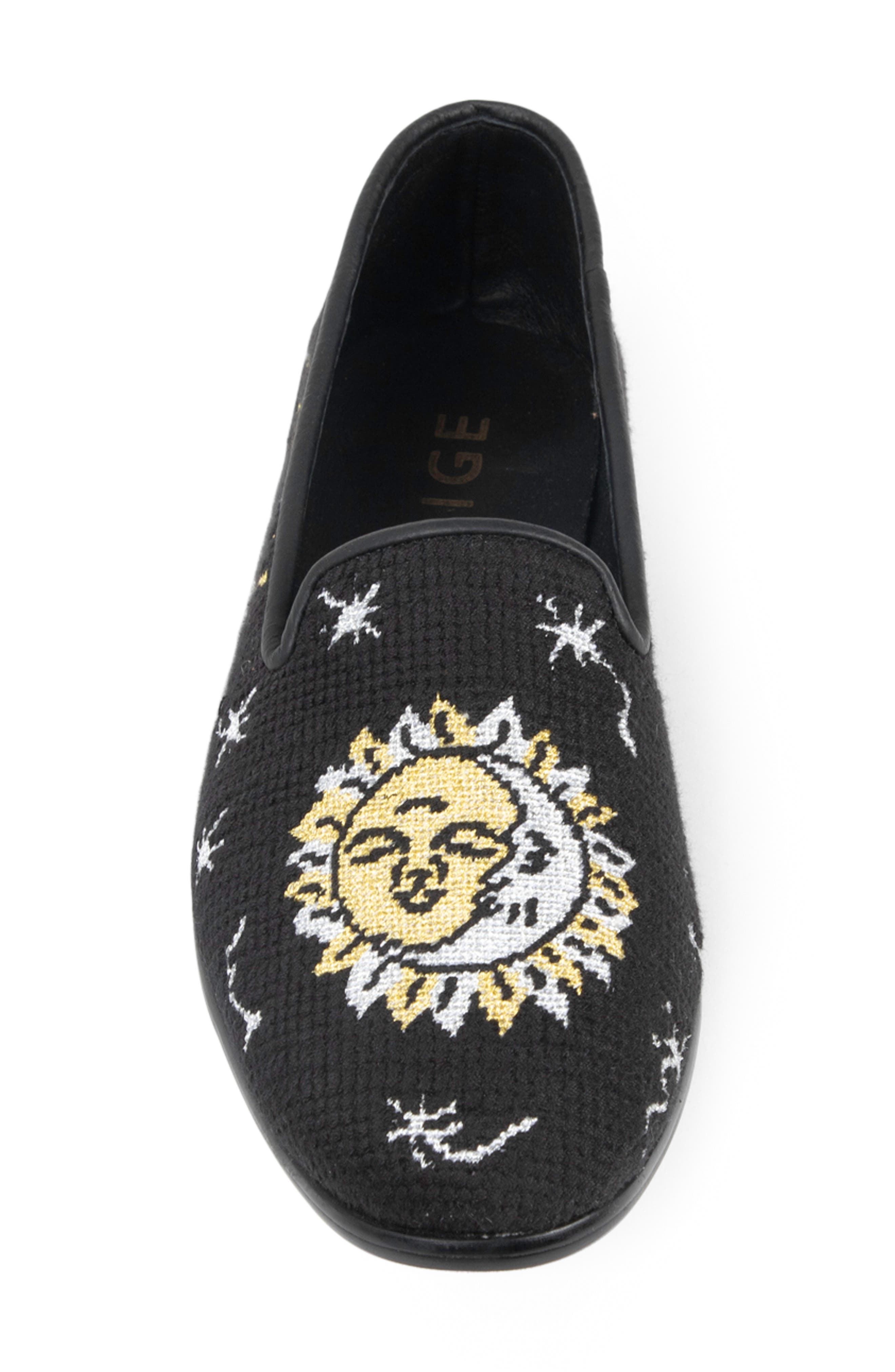 ByPaige Celestial Zodiac Needlepoint Loafer, Alternate, color, Black