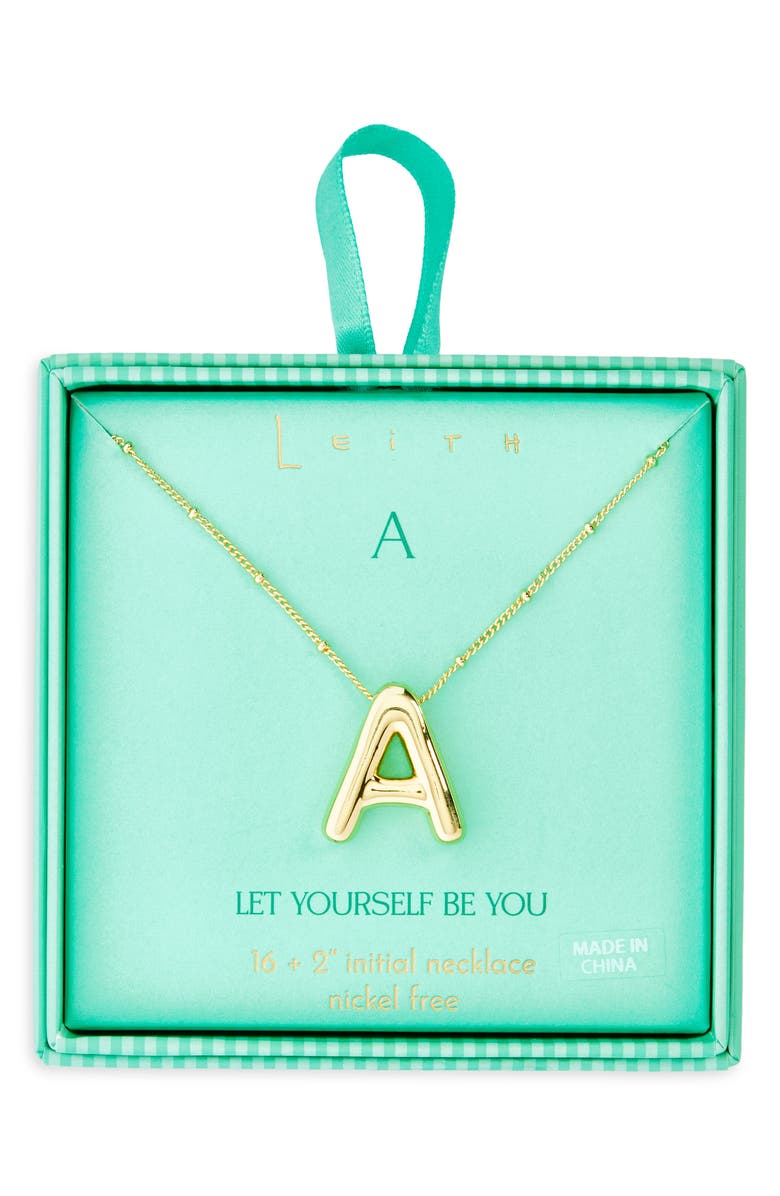 Leith 3D Initial Pendant Necklace, Main, color, A- Gold