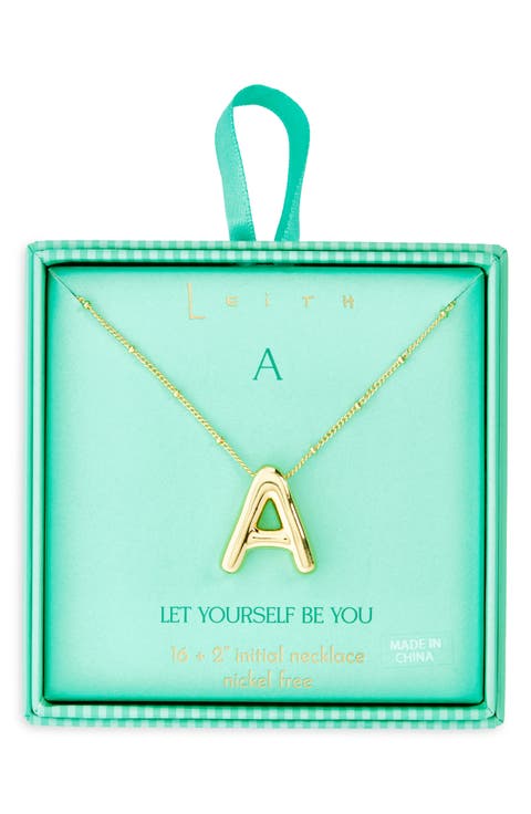 3D Initial Pendant Necklace