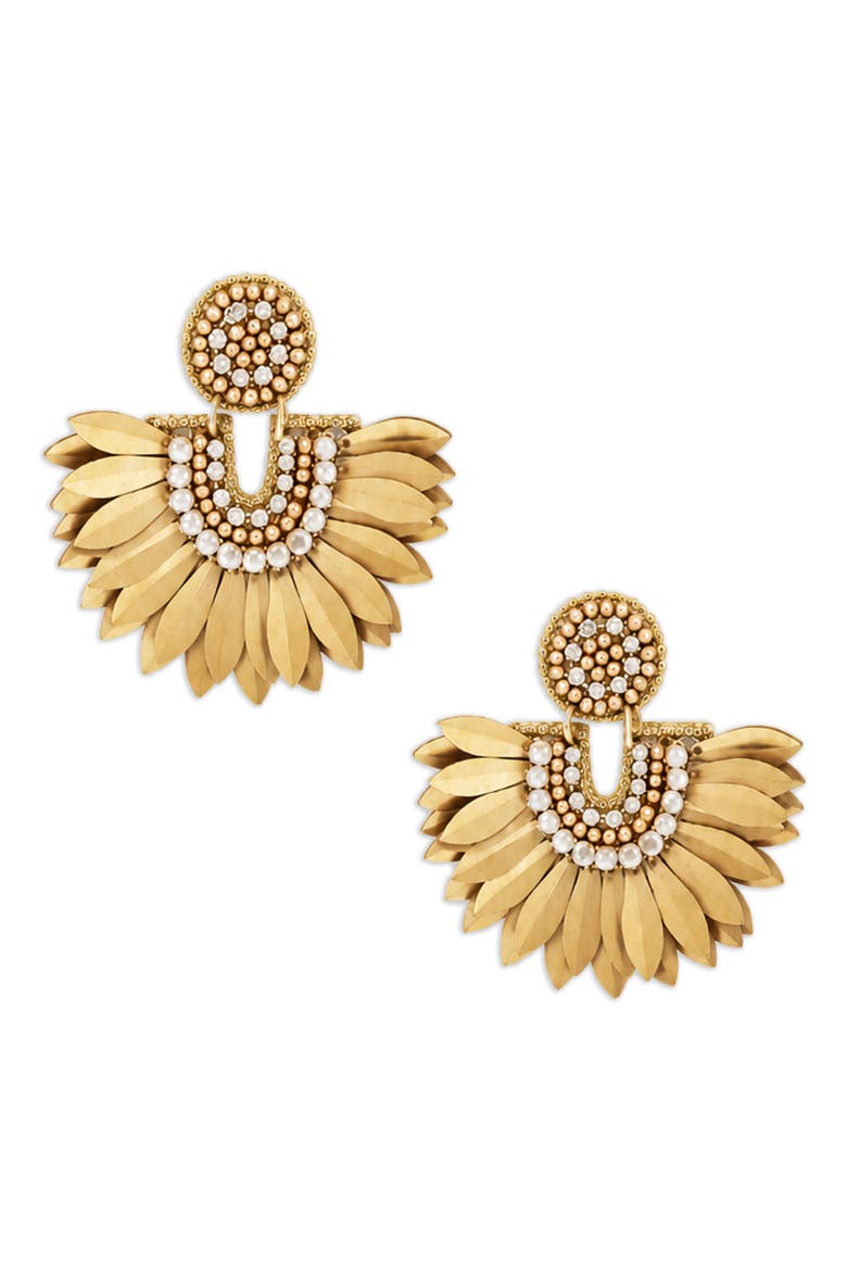 Sequin Fan Drop Earrings, Main, color, GOLD