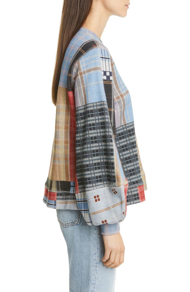 Ganni Isoli Patchwork Balloon Sleeve Sweatshirt, Alternate, color, 