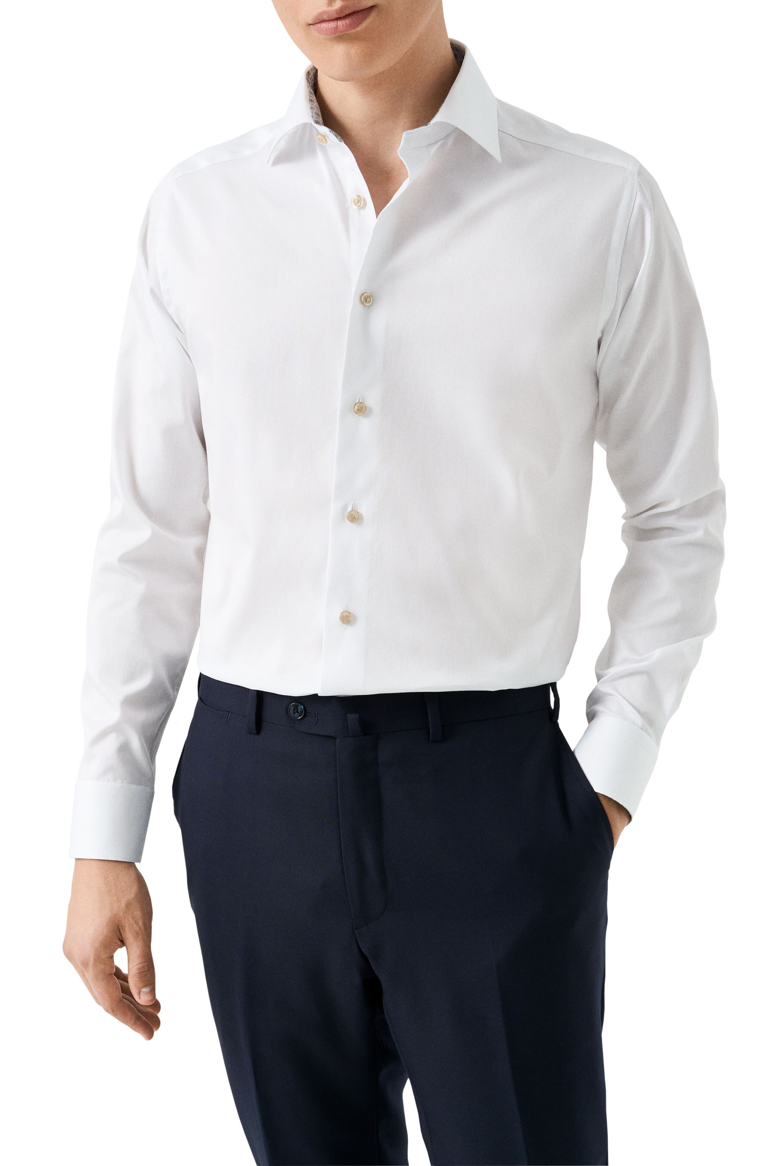 Eton Slim Fit Solid Shirt with Medallion Detail