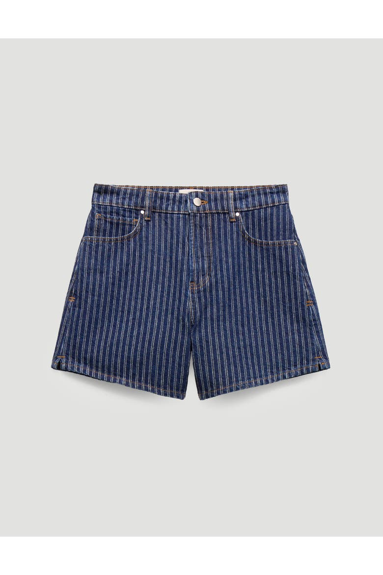 Essential Denim Striped Shorts, Alternate, color, Dark Blue Indigo