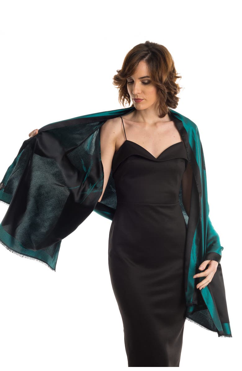 Elizabetta Fortuna - Silk Scarf/Shawl for Women, Alternate, color, Emerald Green