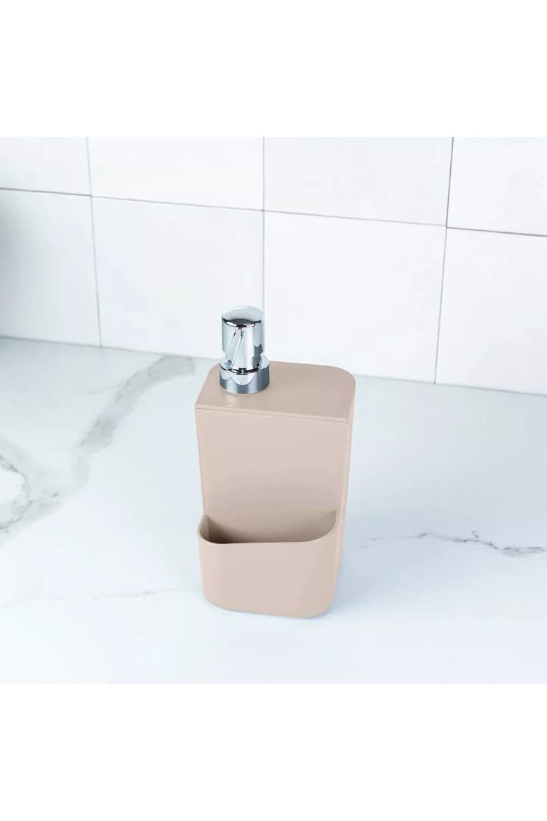 Durable Kitchen Soap Dispenser Organizer with Sponge Holder and Drainage, 22 oz, Alternate, color, Beige