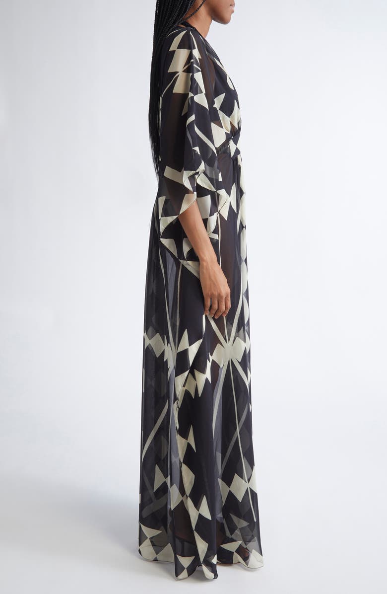 Johanna Ortiz Secret Garden Georgette Caftan Dress, Alternate, color, Black / Ecru