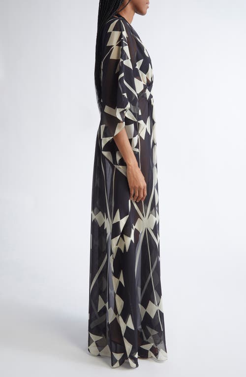 Johanna Ortiz Secret Garden Georgette Caftan Dress In Blue