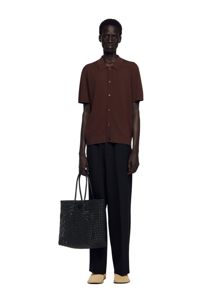 Openwork shirt, Alternate, color, Chocolate