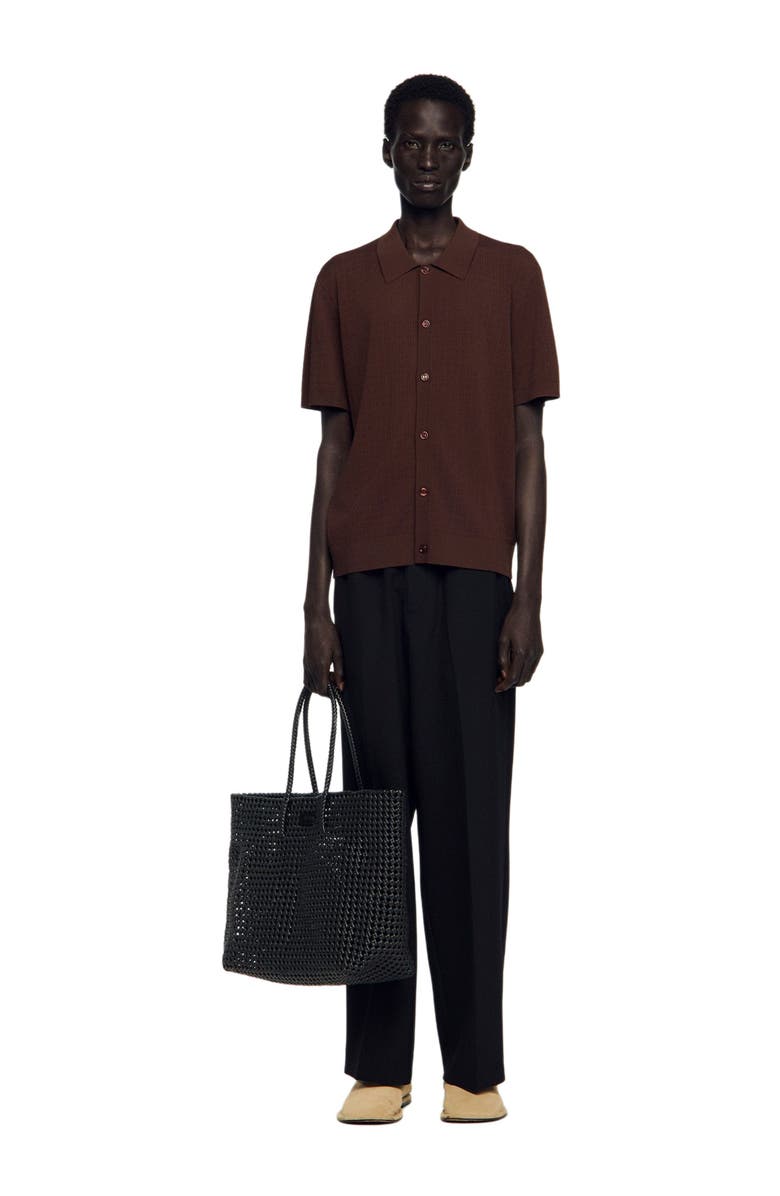 SANDRO Openwork shirt, Alternate, color, Chocolate