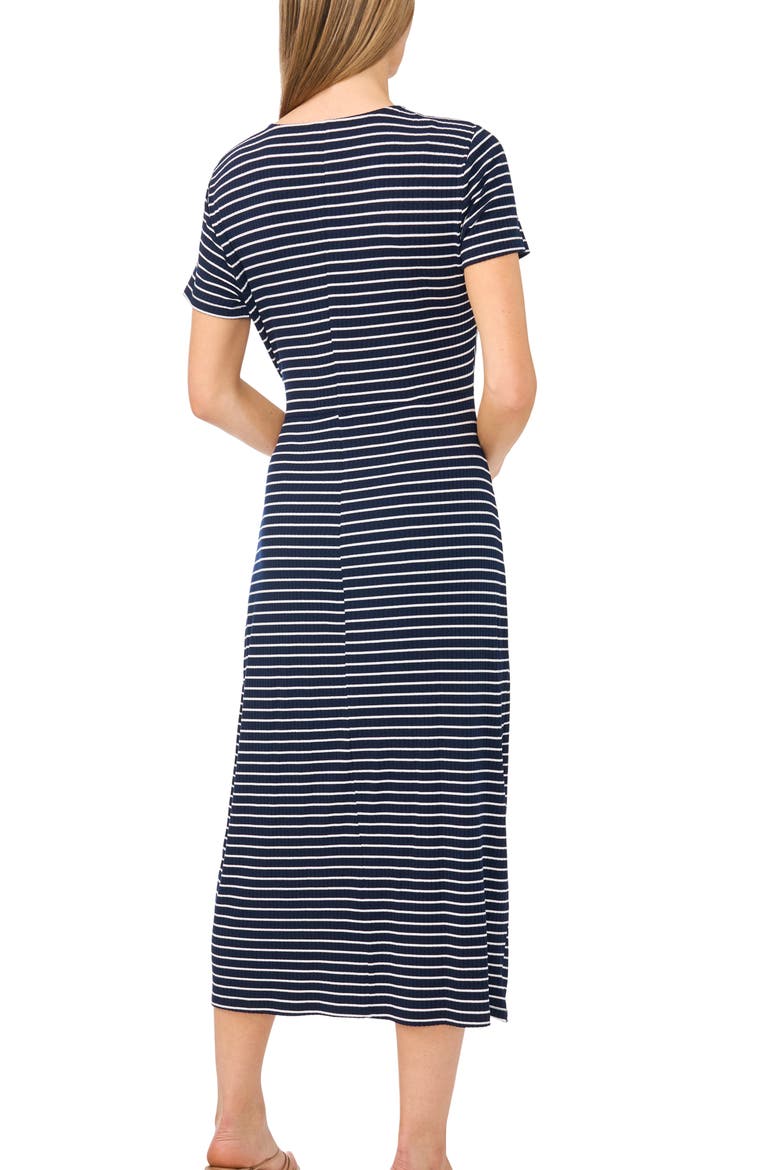 Side Tie Striped Midi Dress, Alternate, color, CLASSIC NAVY